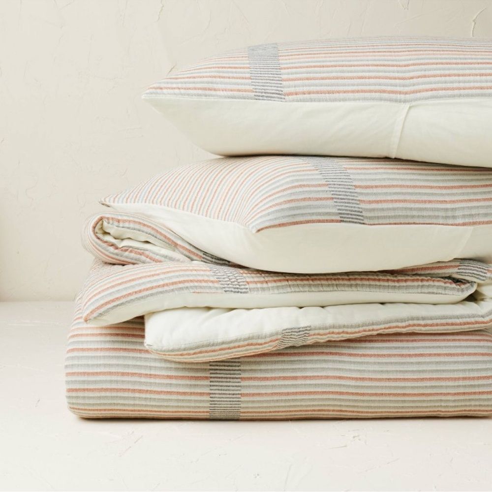 Yarn Dyed Gauze Stripe Comforter & Sham Set Cream - Opalhouse™ with Jungalow - Picture 2 of 8